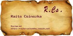 Raits Csinszka névjegykártya